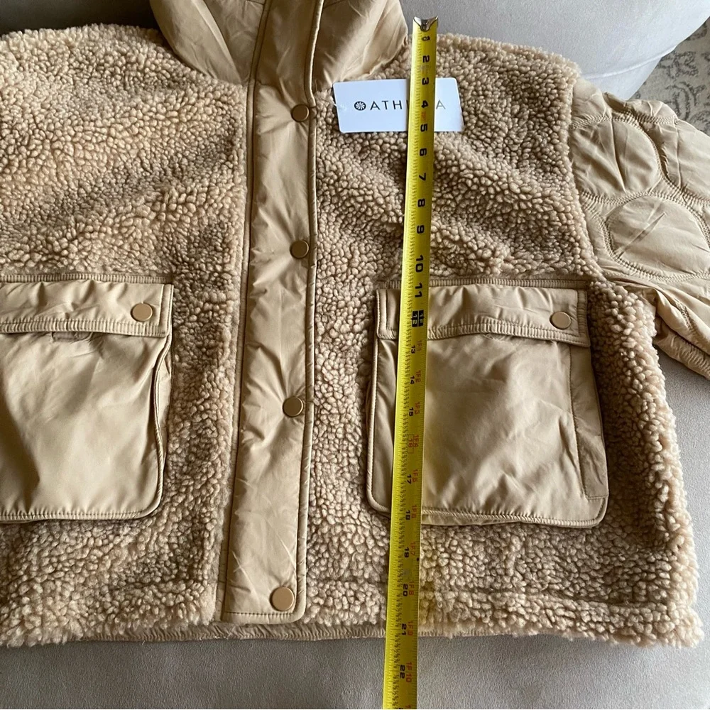 ATHLETA Tan Quilted Fleece Hybrid Sherpa Jacket - NEW - LARGE - Picture 11 of 13